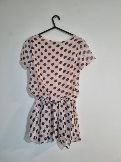 Women's brown/white polkadot dress