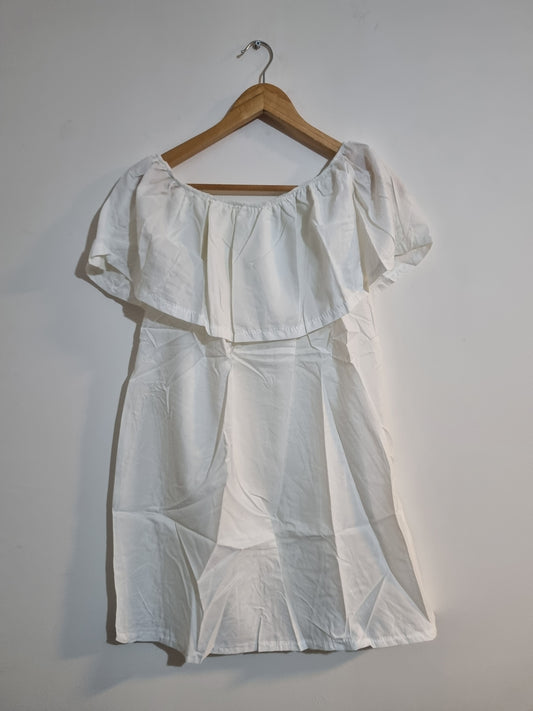 WOMEN'S MEDIUM CREAM/WHITE MINI DRESS