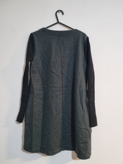 Medium Women's Dark Green/Black Sleeve Thermal Mini Dress