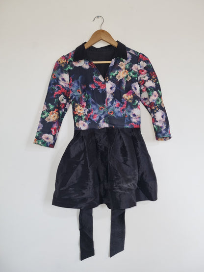 Women's XSmall Black - Floral Mini Dress
