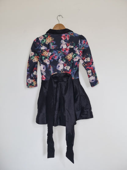 Women's XSmall Black - Floral Mini Dress