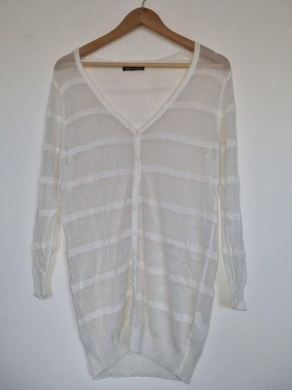 Women's Medium/Large Cream Long Cardigan/Sweater