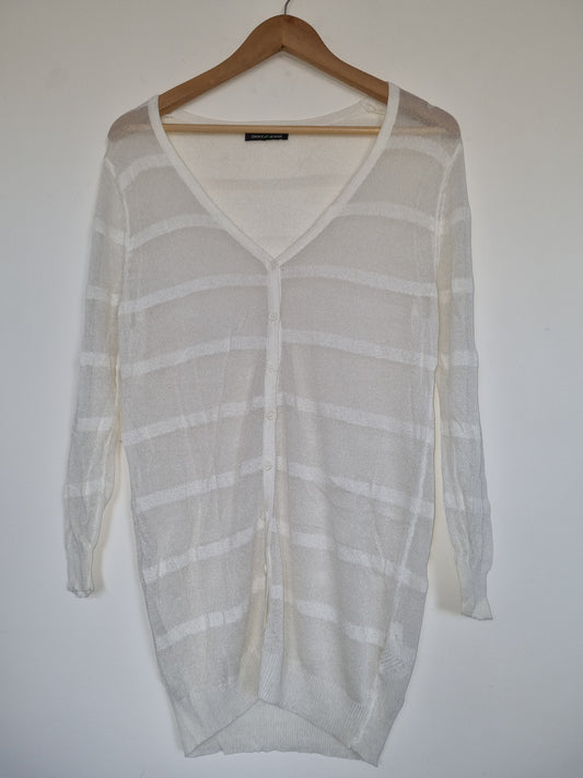 Women's Medium/Large Cream Long Cardigan/Sweater