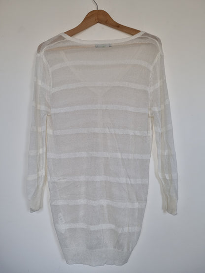 Women's Medium/Large Cream Long Cardigan/Sweater