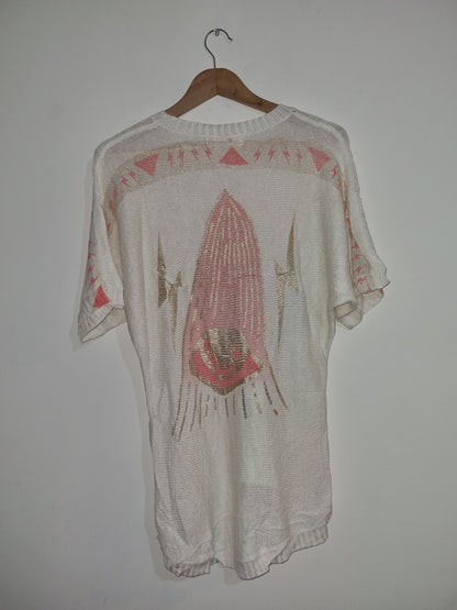 Women's Medium Cream Lightrning Bolt Pattern Sweater