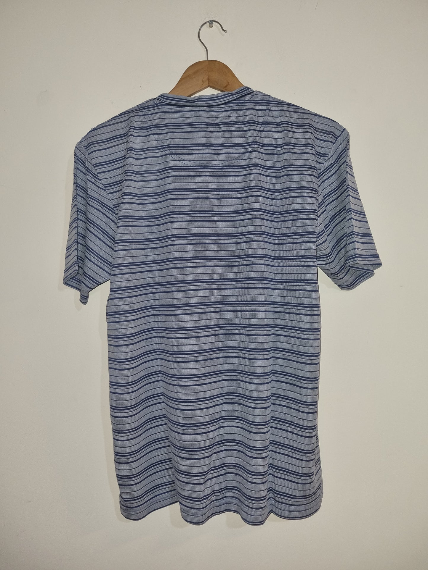 Men's Large Grey/Blue Striped T-Shirt
