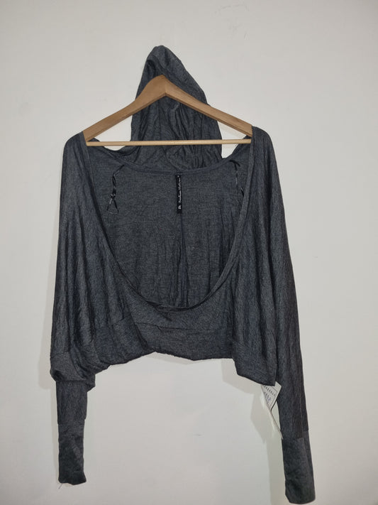 Women's Small Grey Hooded Shawl/Too
