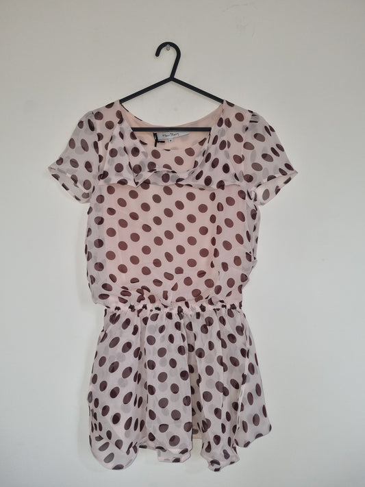 Women's XSmall/Teen Peach/Brown Polkodot Dress