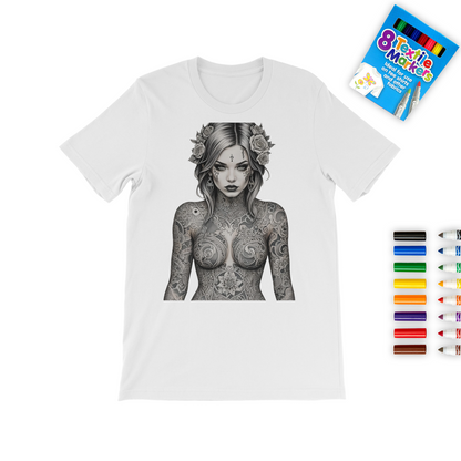 TATTOOED GIRL Colouring T-Shirt