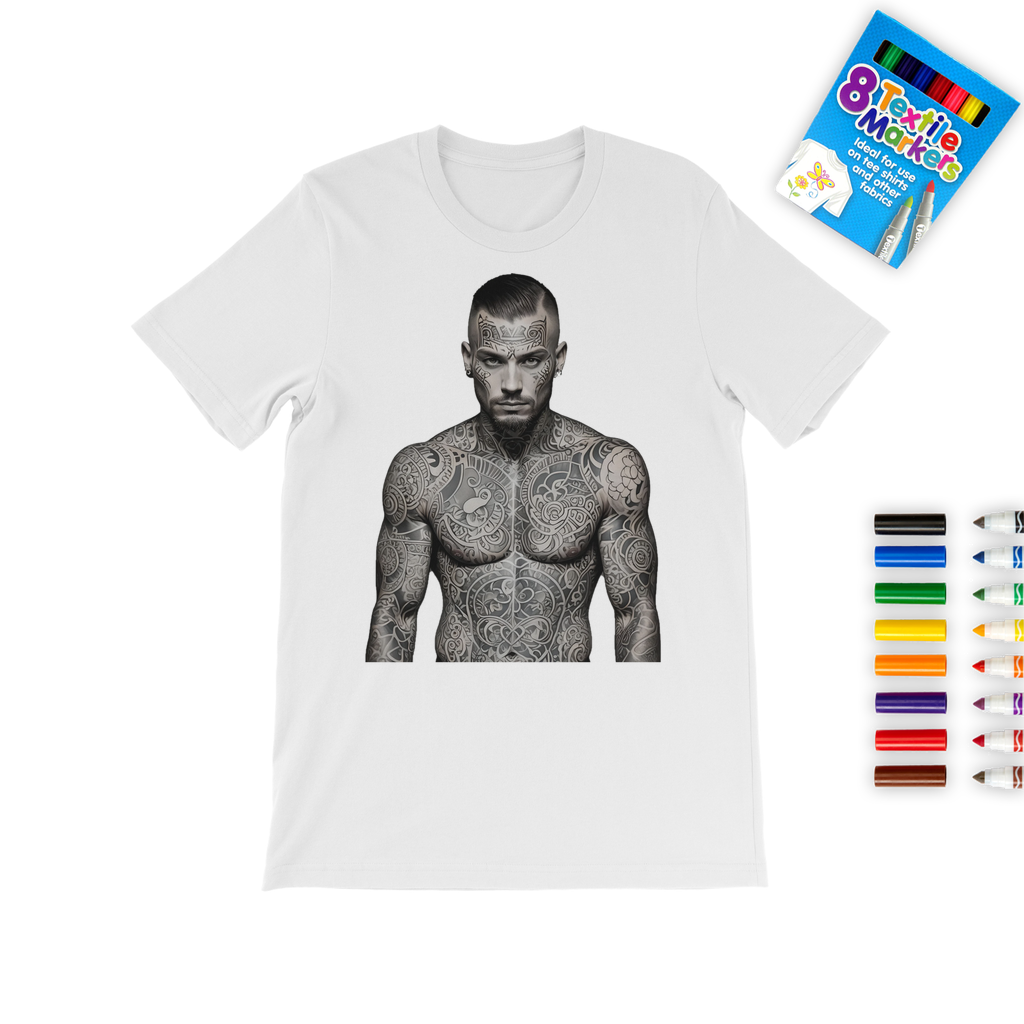 TATTOOED MAN Colouring T-Shirt