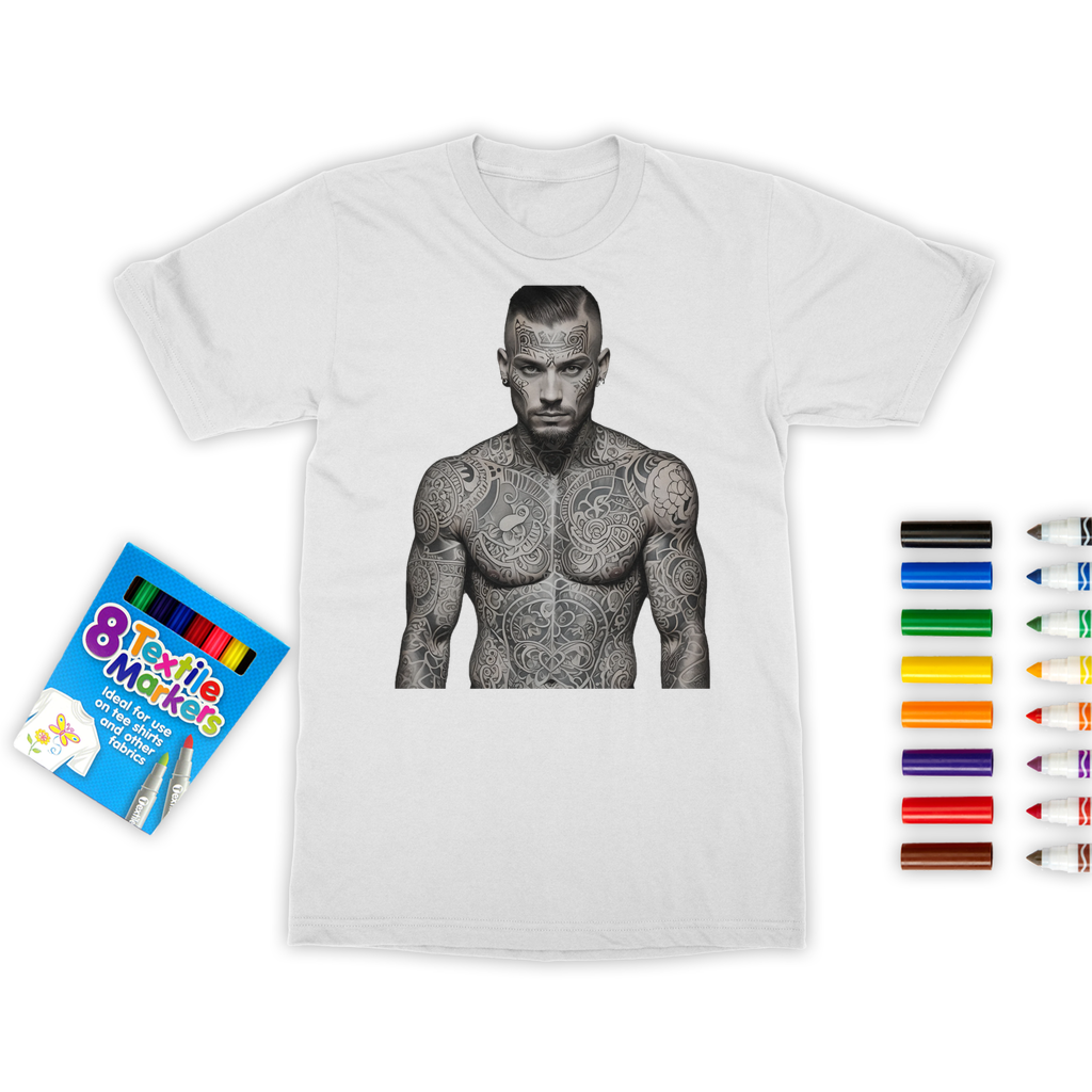 TATTOOED MAN Colouring T-Shirt