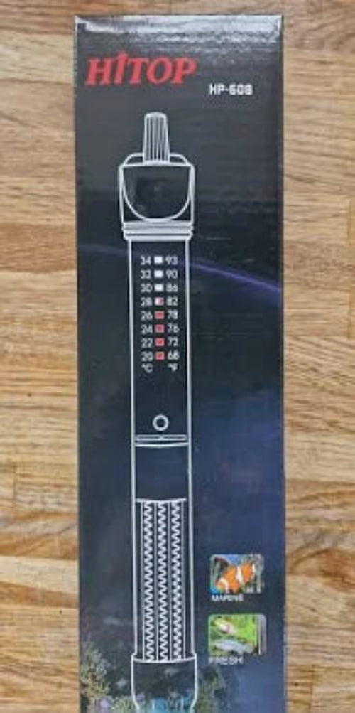 HITOP HP-608 SUBMERSIBLE AQUARIUM HEATER WITH THERMOMETER 25W