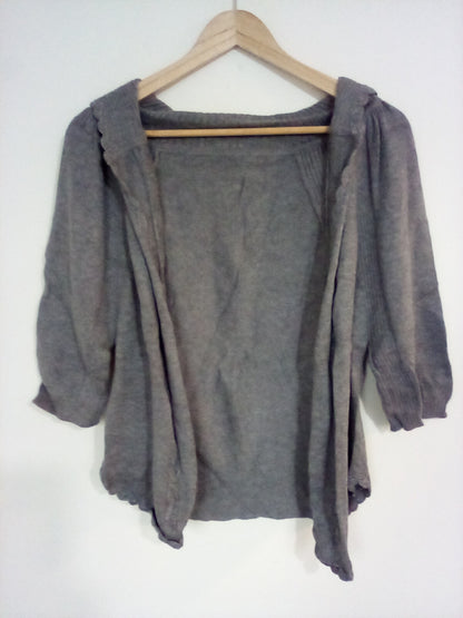 WOMENS MEDIUM GREY KNITTED CARDIGAN