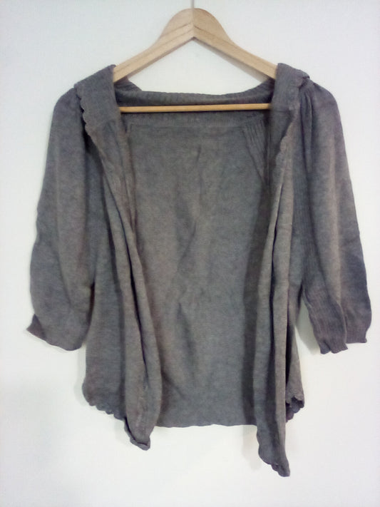 WOMENS MEDIUM GREY KNITTED CARDIGAN