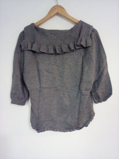 WOMENS MEDIUM GREY KNITTED CARDIGAN