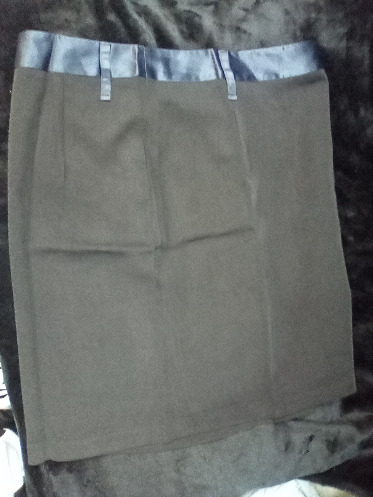 WOMENS SMALL BLACK PENCIL SKIRT WITH BLUE WAIST BAND