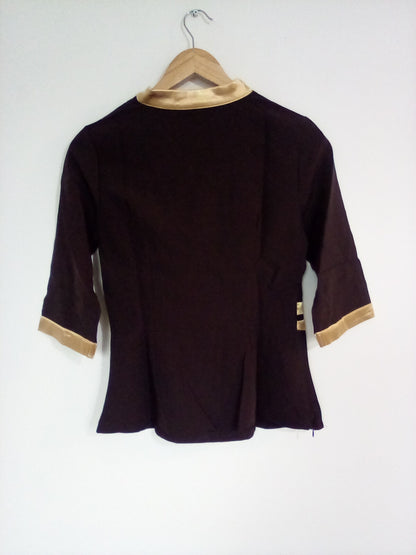 WOMEN'S MEDIUM BROWN TOP WITH GOLD BANDS