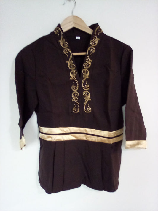 WOMENS BROWN TUNIC WITH GOLD BANDS