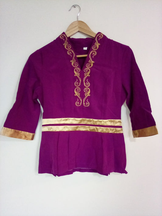 WOMEN'S MEDIUM PURPLE TUNIC WITH GOLD BANDS