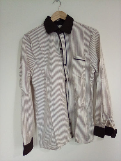 XXL MENS WHITE/BALCK PINSTRIPE SHIRT