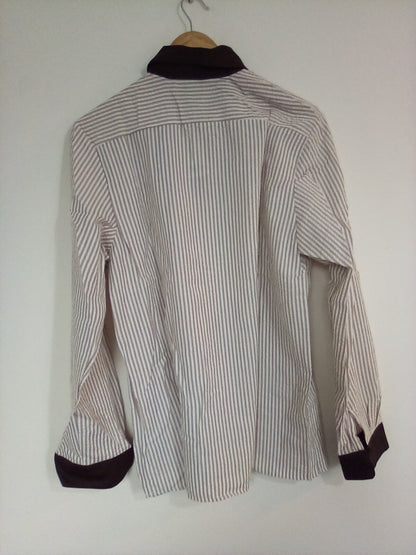 XXL MENS WHITE/BALCK PINSTRIPE SHIRT