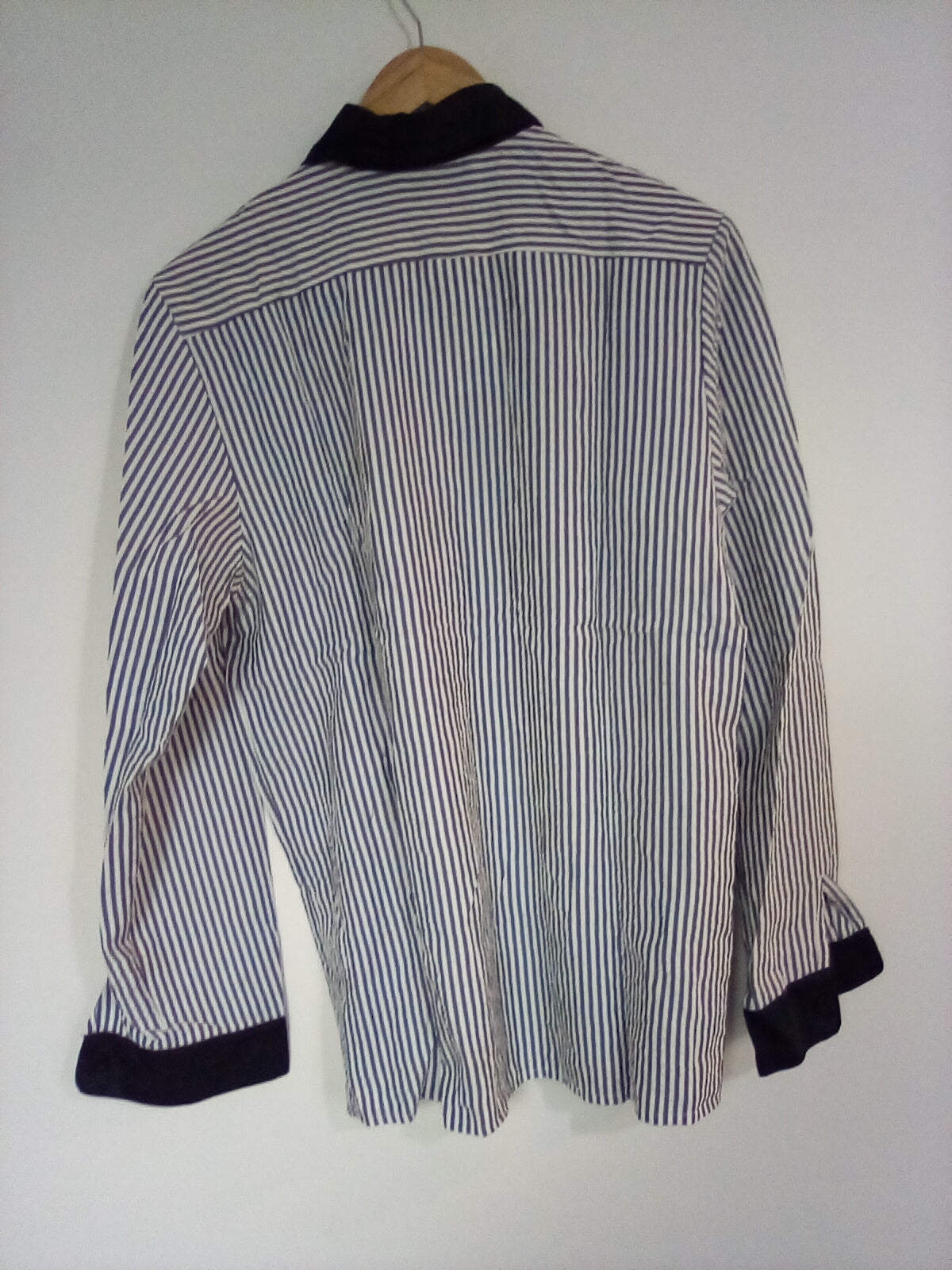 XXL MENS WHITE SHIRT WITH DARK GREEN STRIPES