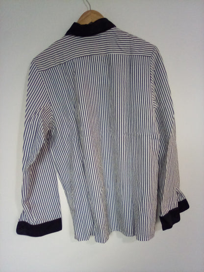 XXL MENS WHITE SHIRT WITH DARK GREEN STRIPES