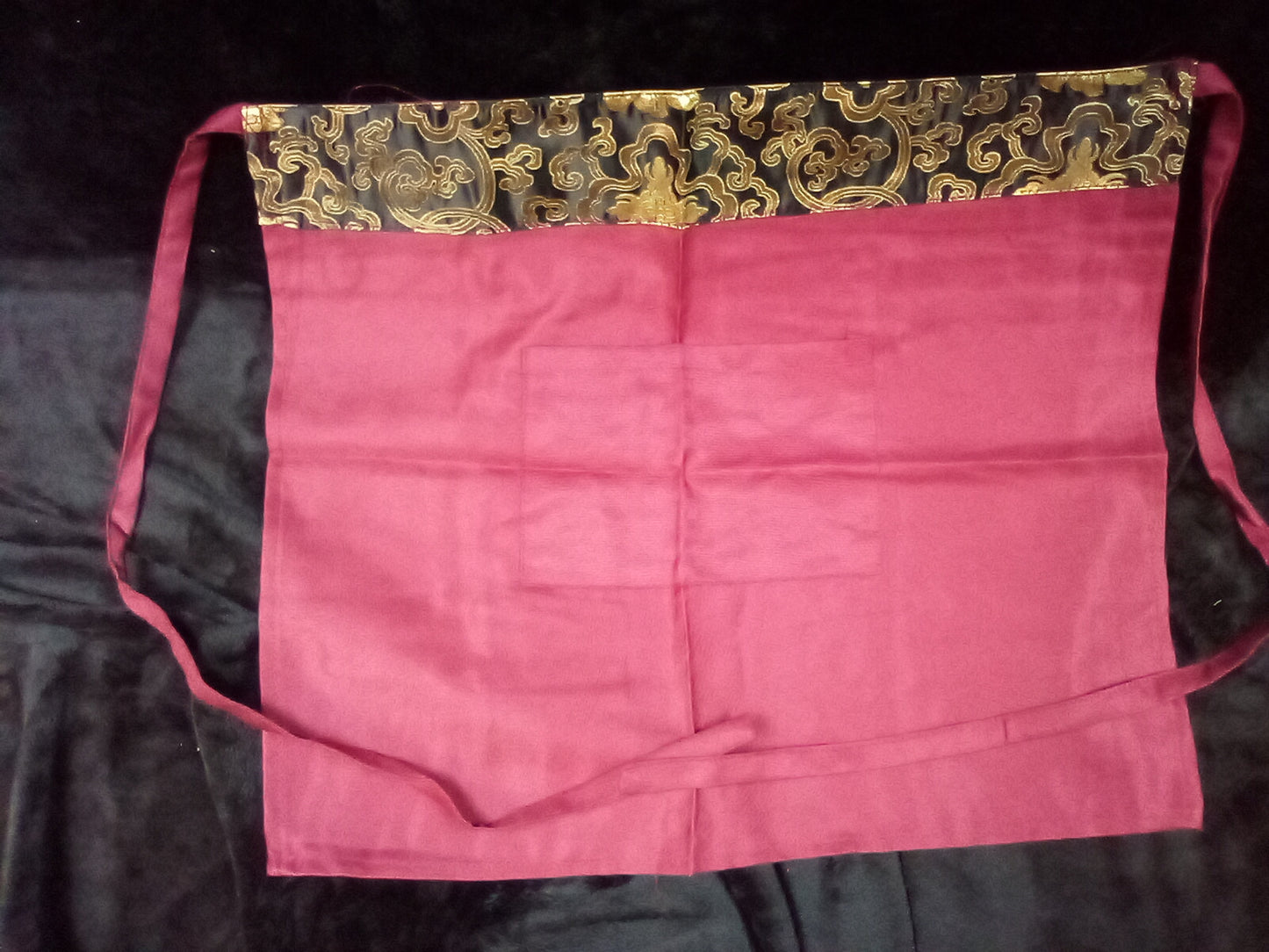 RED APRON WITH BLACK AND GOLD TRIM