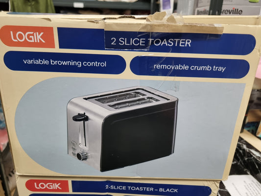 LOGIK - 2 SLICE TOASTER - STAINLESS STEEL/BLACK