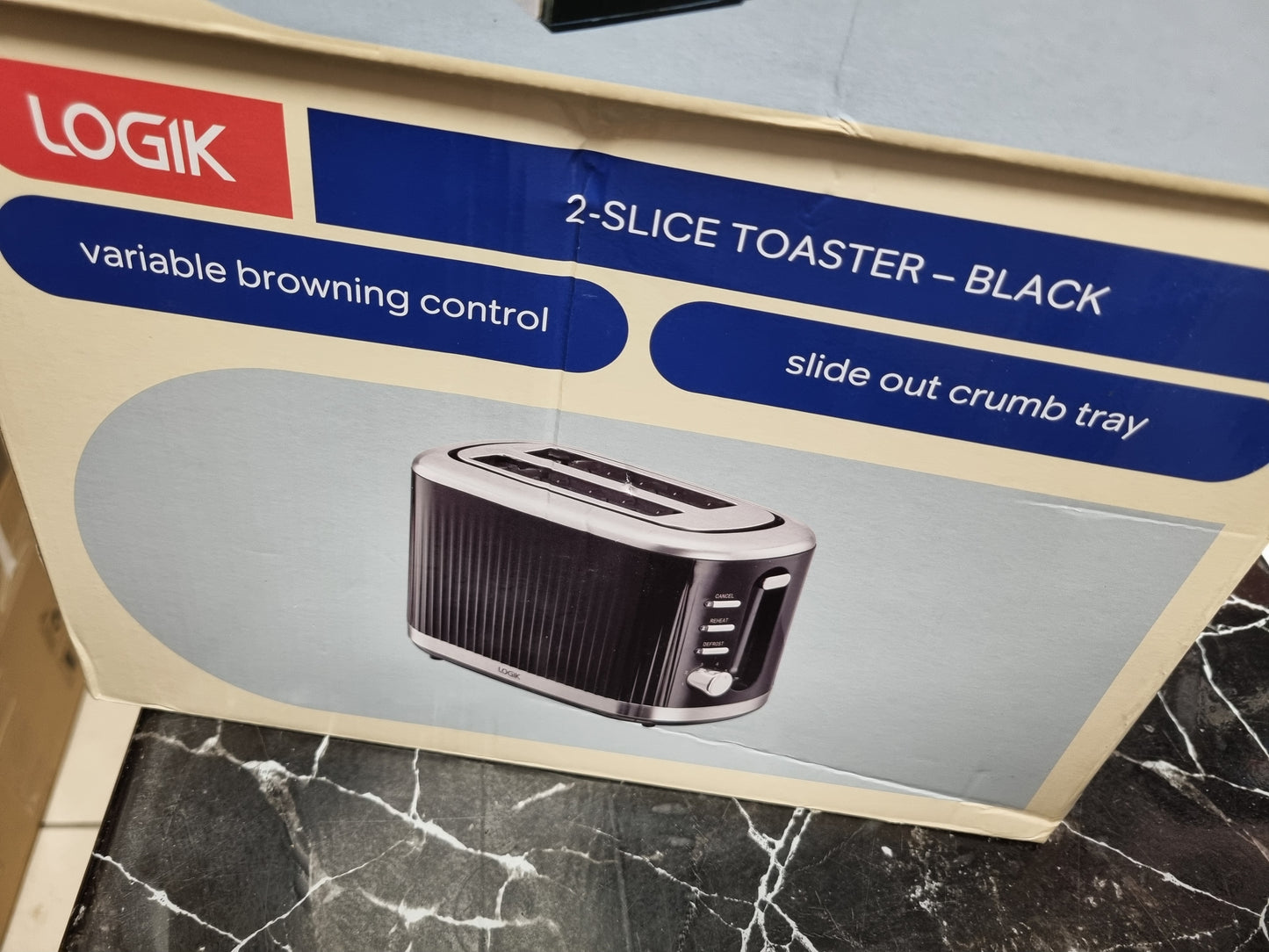 LOGIK - 2 SLICE TOASTER - BLACK