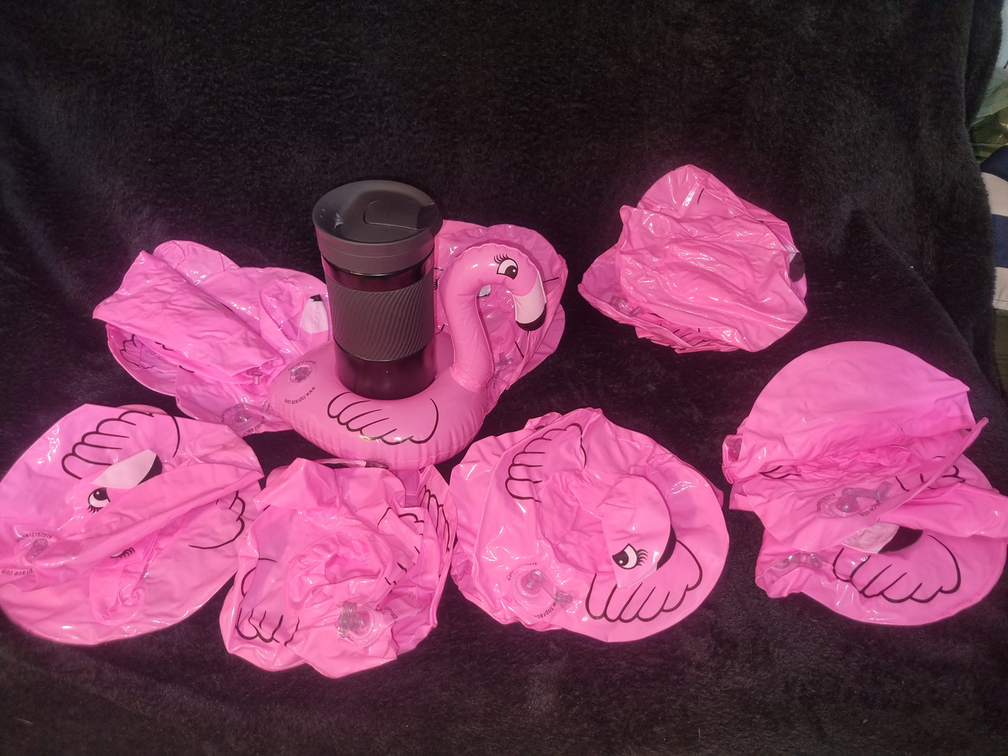 Flamingo inflatable drink holders pk of 4