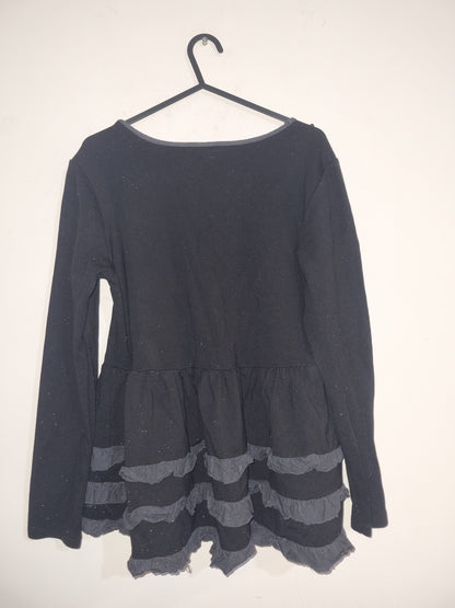 Women's small/medium black top with grey ruffles
