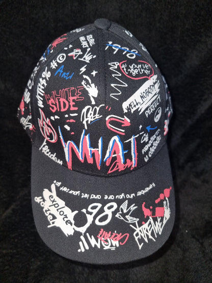 Chilrens black- graffiti baseball cap