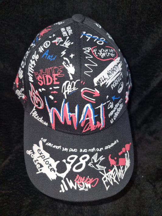 Chilrens black- graffiti baseball cap
