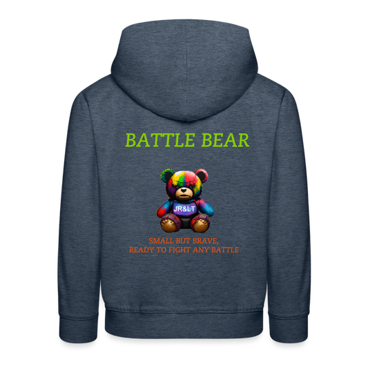 BATTLE BEAR!! KID'S HOODIE ( 3-8 YRS) - heather denim