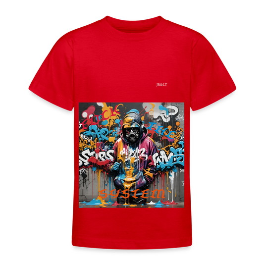 F#*K THE SYSTEM!! TEEN T-SHIRT ( 9 - 14 YRS ) - red